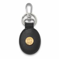 Boston Red Sox Sterling Silver Gold Plated Black Leather Key Chain