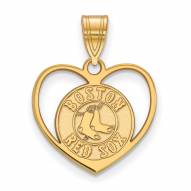 Boston Red Sox Sterling Silver Gold Plated Heart Pendant