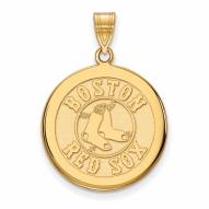 Boston Red Sox Sterling Silver Gold Plated Large Disc Pendant