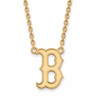 Boston Red Sox Sterling Silver Gold Plated Large Pendant Necklace