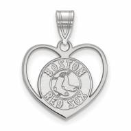 Boston Red Sox Sterling Silver Heart Pendant