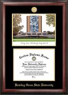 Bowling Green State Falcons Gold Embossed Diploma Frame with Campus Images Lithograph