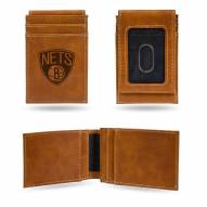 Brooklyn Nets Laser Engraved Brown Front Pocket Wallet