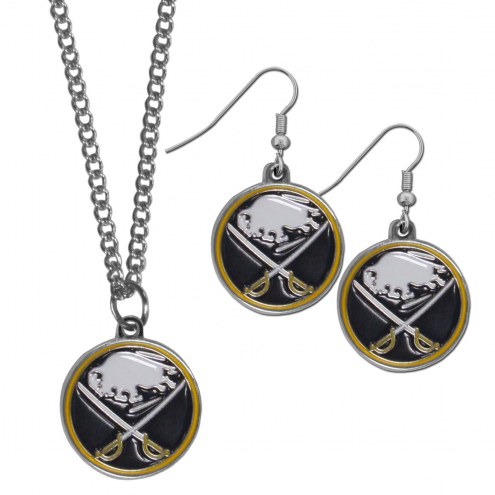Buffalo Sabres Dangle Earrings & Chain Necklace Set