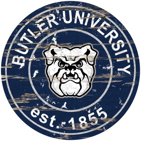 Butler Bulldogs Distressed Round Sign