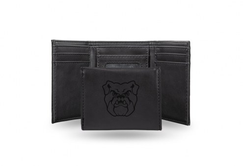 Butler Bulldogs Laser Engraved Black Trifold Wallet