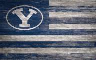 BYU Cougars 11" x 19" Distressed Flag Sign