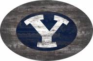 BYU Cougars 46" Distressed Wood Oval Sign