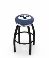 BYU Cougars Black Swivel Barstool with Chrome Accent Ring