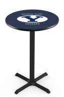 BYU Cougars Black Wrinkle Bar Table with Cross Base