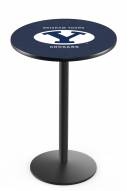 BYU Cougars Black Wrinkle Bar Table with Round Base
