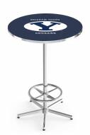 BYU Cougars Chrome Bar Table with Foot Ring