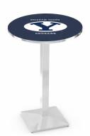 BYU Cougars Chrome Bar Table with Square Base