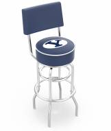BYU Cougars Chrome Double Ring Swivel Barstool with Back