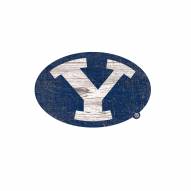 BYU Cougars Distressed Logo Cutout Sign