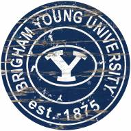 BYU Cougars Distressed Round Sign