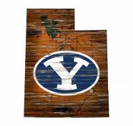 BYU Cougars Distressed State with Logo Sign