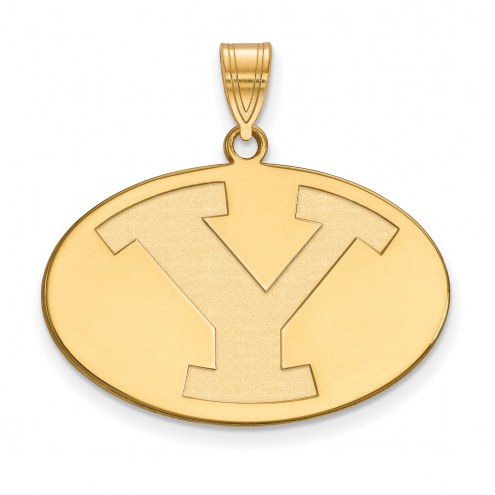 BYU Cougars NCAA Sterling Silver Gold Plated Large Pendant