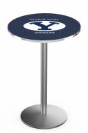 BYU Cougars Stainless Steel Bar Table with Round Base