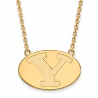BYU Cougars Sterling Silver Gold Plated Large Pendant Necklace