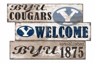 BYU Cougars Welcome 3 Plank Sign