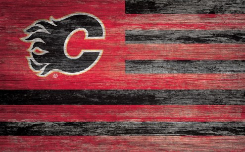 Calgary Flames 11&quot; x 19&quot; Distressed Flag Sign