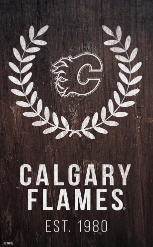 Calgary Flames 11&quot; x 19&quot; Laurel Wreath Sign