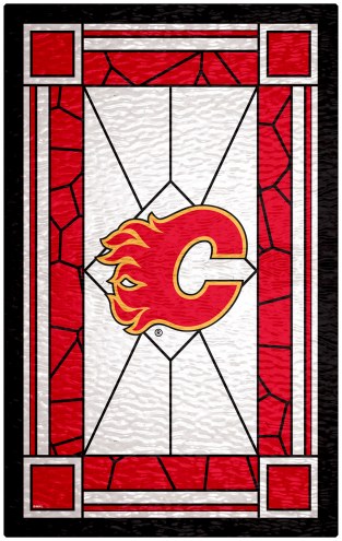 Calgary Flames  11&quot; x 19&quot; Stained Glass Sign