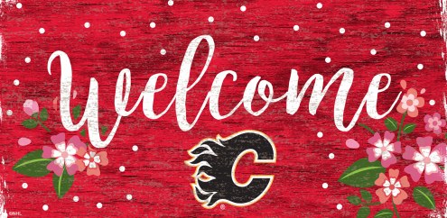 Calgary Flames 6&quot; x 12&quot; Floral Welcome Sign
