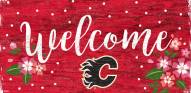 Calgary Flames 6" x 12" Floral Welcome Sign