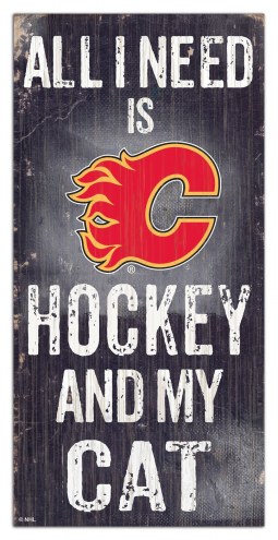 Calgary Flames  6&quot; x 12&quot; Hockey & My Cat Sign