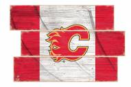 Calgary Flames  Flag 3 Plank Sign