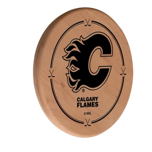 Calgary Flames Laser Engraved Wood Sign