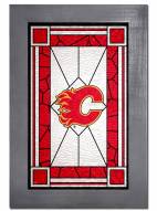 Calgary Flames Stained Glass with Frame