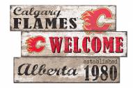 Calgary Flames  Welcome 3 Plank Sign