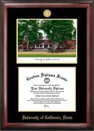 California Davis Aggies Gold Embossed Diploma Frame with Campus Images Lithograph