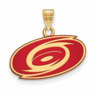 Carolina Hurricanes Sterling Silver Gold Plated Small Enameled Pendant