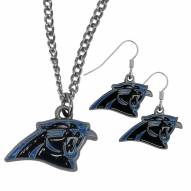 Carolina Panthers Dangle Earrings & Chain Necklace Set