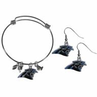 Carolina Panthers Dangle Earrings & Charm Bangle Bracelet Set