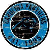 Carolina Panthers Distressed Round Sign