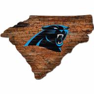 Carolina Panthers Distressed State with Logo Sign