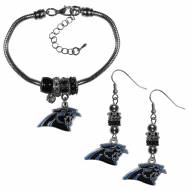 Carolina Panthers Euro Bead Earrings & Bracelet Set