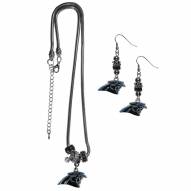 Carolina Panthers Euro Bead Earrings & Necklace Set