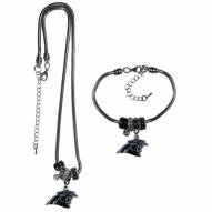 Carolina Panthers Euro Bead Necklace & Bracelet Set