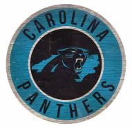 Carolina Panthers Round State Wood Sign