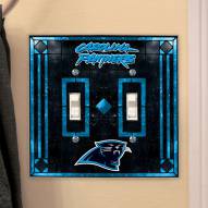 Carolina Panthers Glass Double Switch Plate Cover