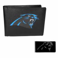 Carolina Panthers Leather Bi-fold Wallet & Black Money Clip