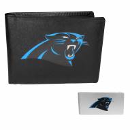 Carolina Panthers Leather Bi-fold Wallet & Money Clip