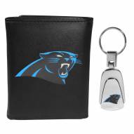 Carolina Panthers Leather Tri-fold Wallet & Steel Key Chain