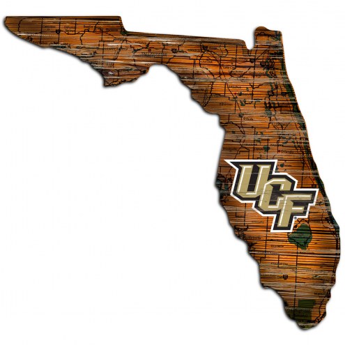 Central Florida Knights Distressed State with Logo Sign